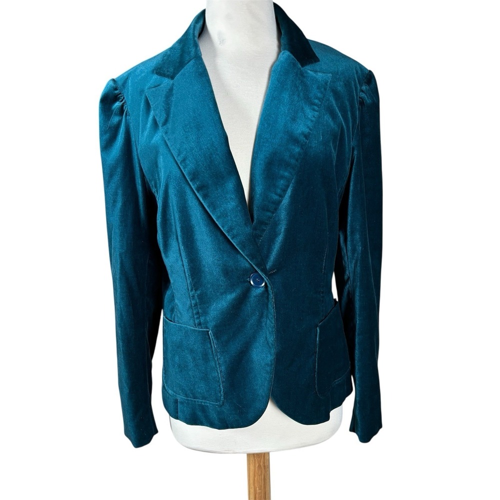 Vtg Velvet Blazer Peacock Blue 14 Alt ASO Gilmore Girls Lorelai Whimsigoth Y2K